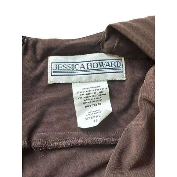 Jessica Howard Women's Brown V Neckline Dress - Picture 6 of 6